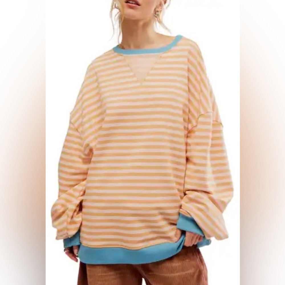 We The Free Striped Classic Crew Size Med Latte Combo NWOT Retail $98